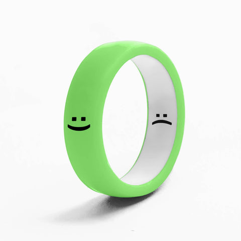 Flip Reversible Smile and Frown Ring Neon Green