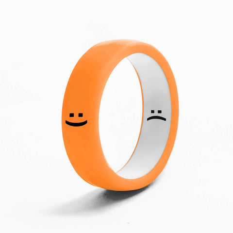 Flip Reversible Smile and Frown Ring Neon Orange