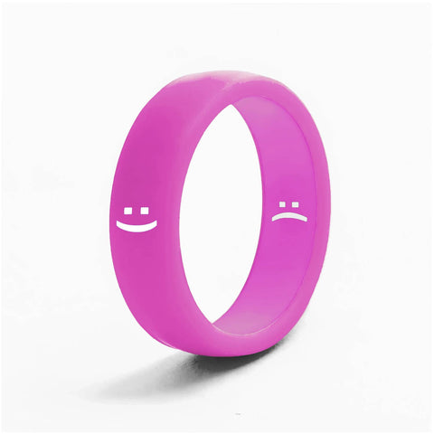 Flip Reversible Smile and Frown Ring Magenta