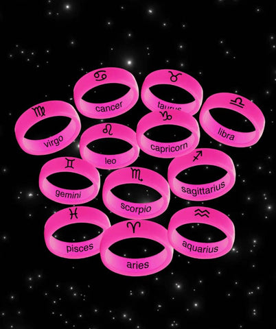 Flip Reversible Zodiac Ring Collection Hot Pink PCS