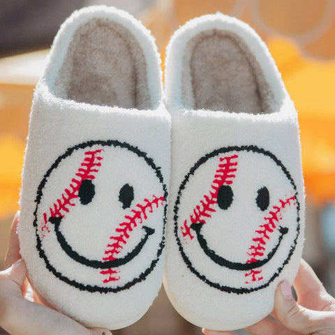 Baseball Happy Face House Slippers